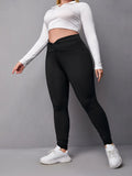 taglie forti Leggings monocolore vita alta