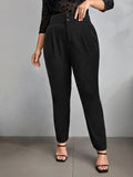 taglie forti Pantaloni vita alta con bottone frontale