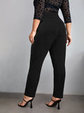 taglie forti Pantaloni vita alta con bottone frontale