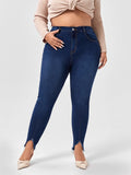 taglie forti Jeans skinny con taglio grezzo orlo a fessura