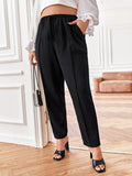 taglie forti Pantaloni monocolore con nodo frontale tasca inclinata