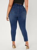taglie forti Jeans skinny vita alta lavaggio chiaro