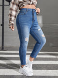 taglie forti Jeans skinny strappati Ri vita alta