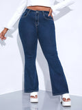 taglie forti Jeans a gamba svasata modello grafica