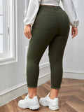 taglie forti Jeans skinny con bottone con strappati con taglio grezzo