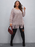 taglie forti Maglione con frange spalle cadenti