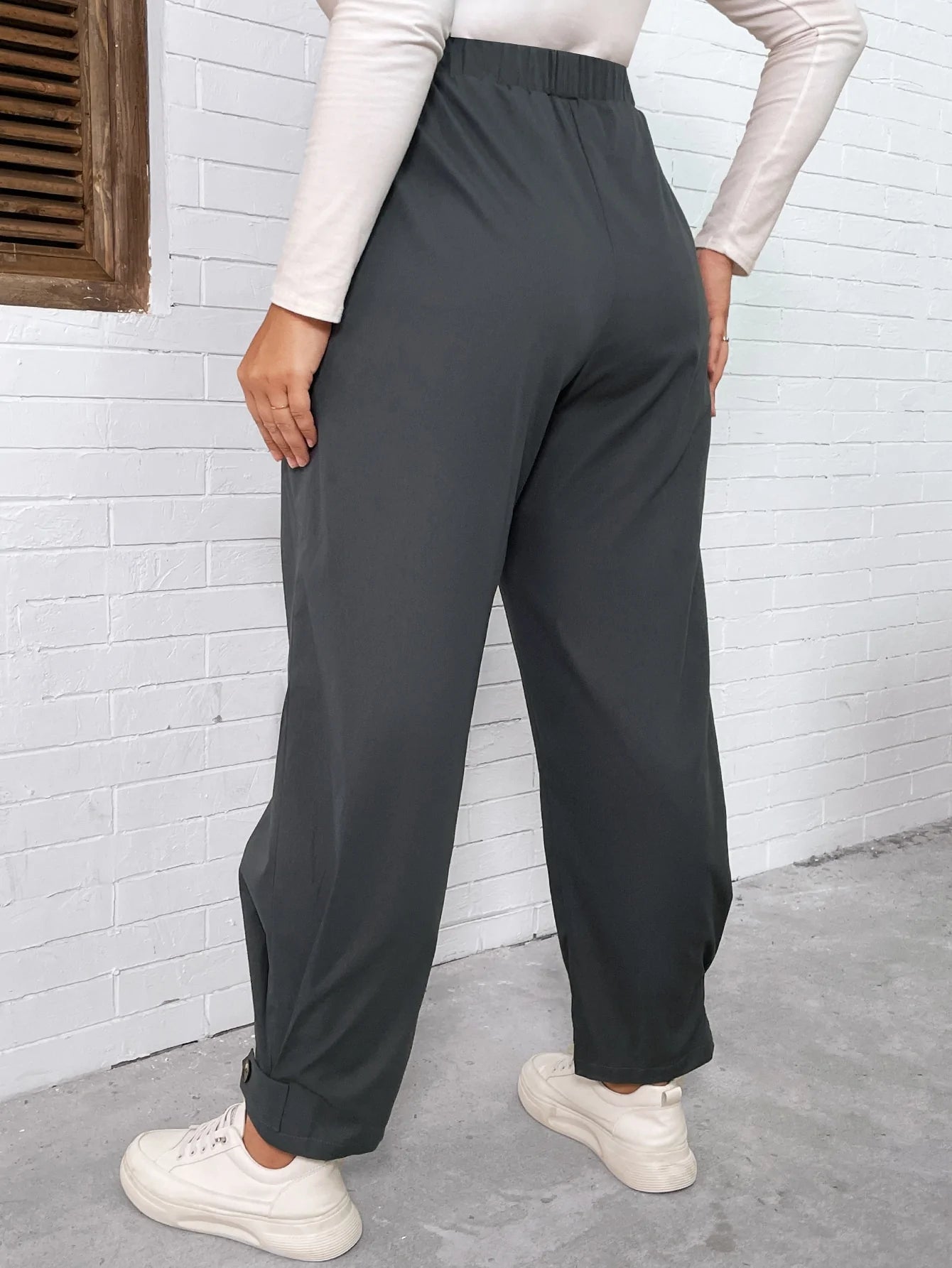 Taglie forti Pantaloni con vita elastica tasca inclinata