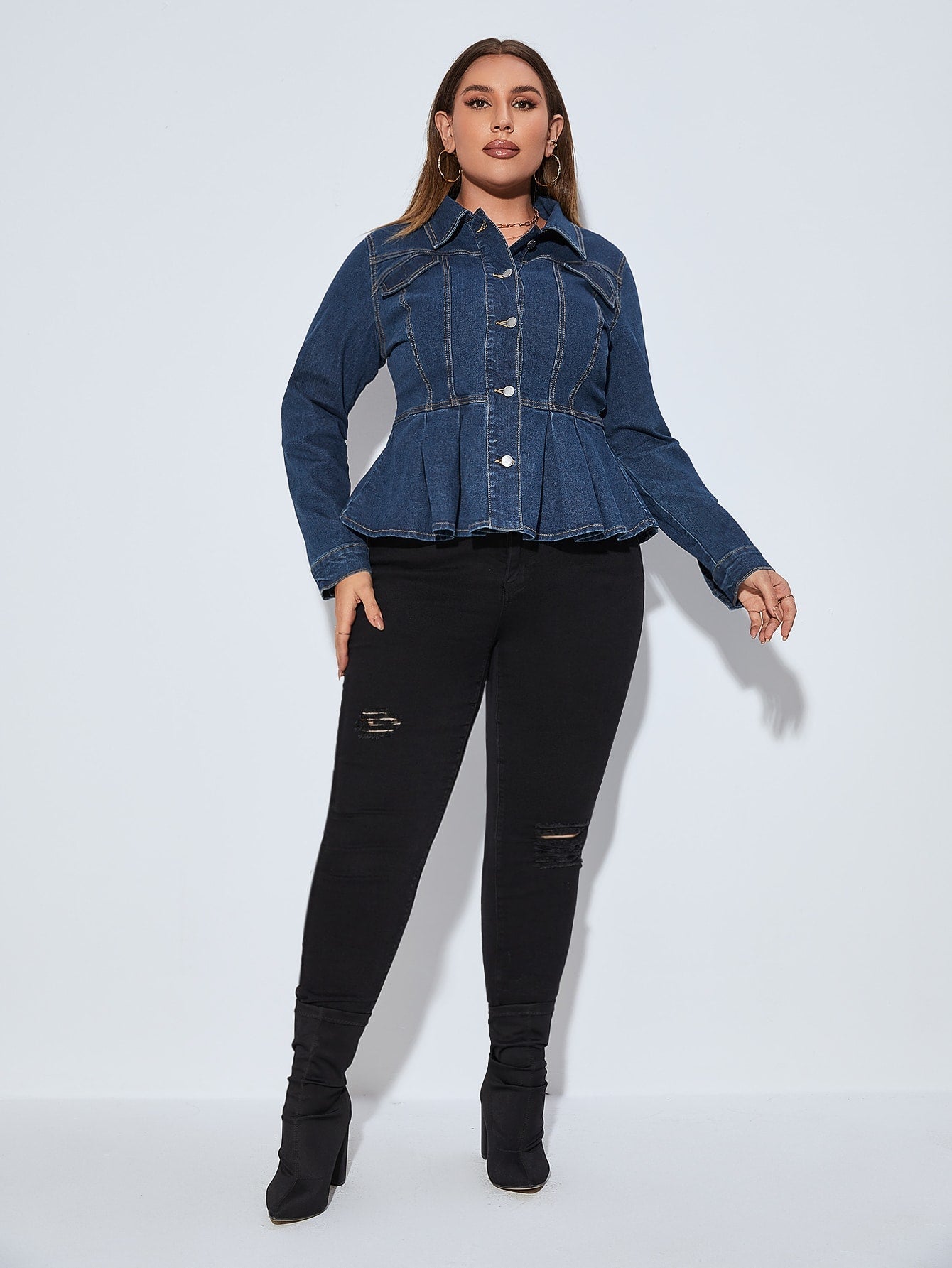 SHEIN Mulvari Taglie Forti 2 in 1 Vesto monocolore con bottone SHEIN Mulvari Taglie Forti 2 in 1 Vesto monocolore con bottone