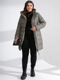 taglie forti Piumino con cappuccio zip con coulisse
