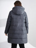 taglie forti Piumino con cappuccio zip con coulisse