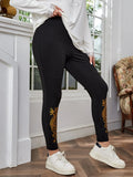 Taglie Forti Leggings con stampa damascata