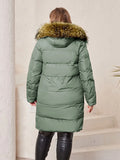 taglie forti Cappotto imbottito con zip bordo sfocato con cappuccio