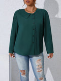 taglie forti Camicia collo di Peter Pan con bottone frontale