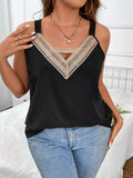 Taglie Forti Top con bretelle sottile pannello in pizzo guipure