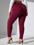 Taglie Forti Leggings pizzo a contrasto