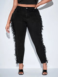 Taglie Forti Jeans skinny con frange
