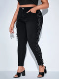 Taglie Forti Jeans skinny con frange