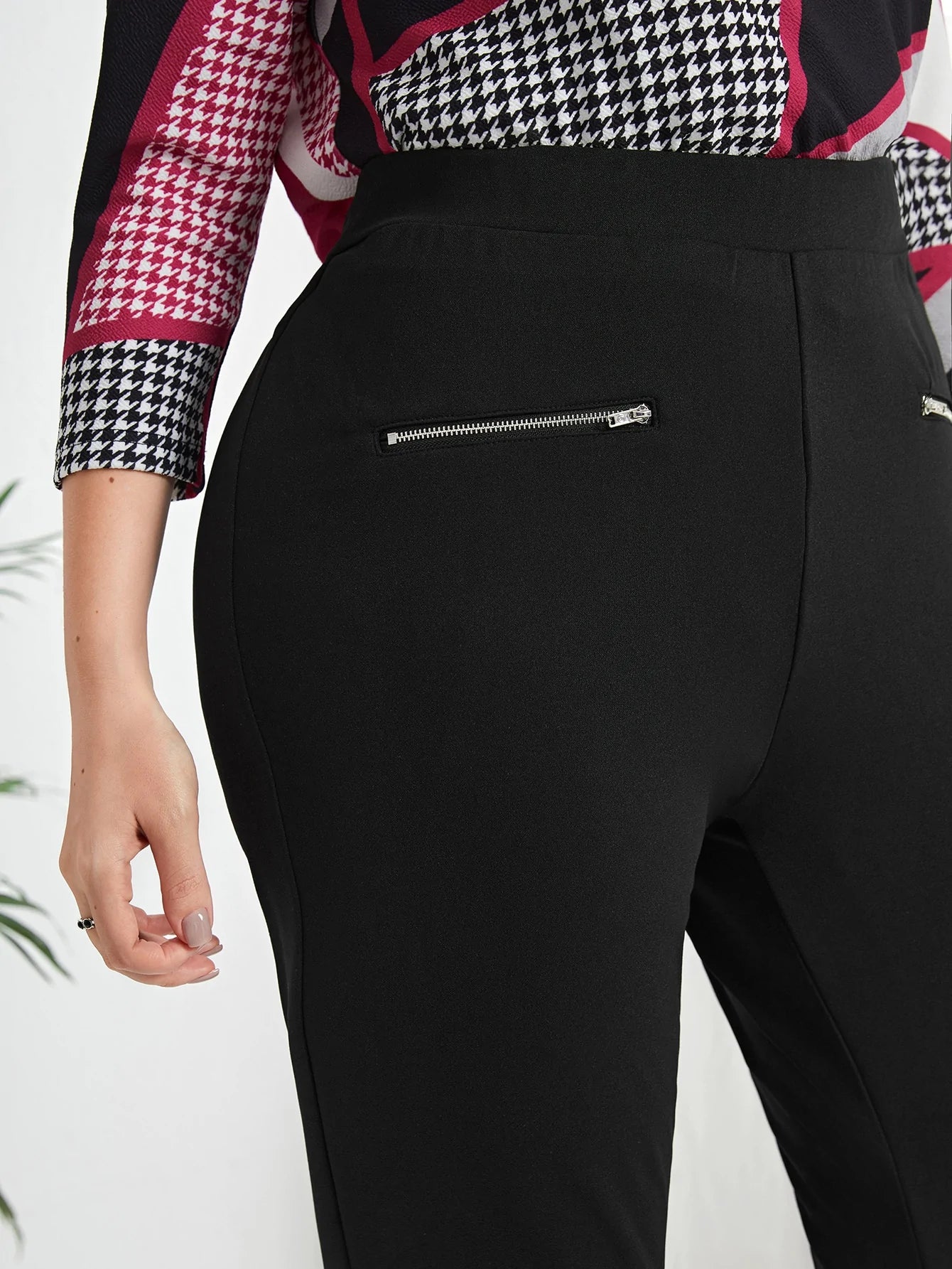 Taglie Forti Pantaloni aderente dettaglio zip