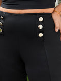Taglie Forti Leggings dettaglio bottone orlo a fessura