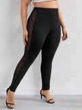 Taglie Forti Leggings tulle a contrasto con strass