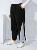Taglie Forti Pantaloni sportivi cucitura laterale con vita elastica