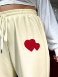 Taglie Forti Pantaloni sportivi con toppa a cuore con coulisse a vita