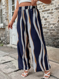 Taglie Forti Pantaloni a gamba larga color block