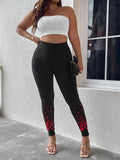 Taglie Forti Leggings con stampa cuore