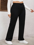 Taglie Forti Pantaloni monocolore vita arricciata