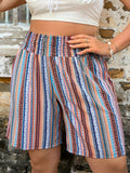Taglie Forti Shorts con gamba ampia con stampa geo e slogan