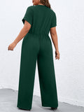 Taglie Forti Jumpsuit gamba larga con manica a pipistrello con bottone frontale