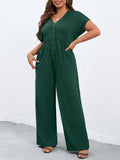 Taglie Forti Jumpsuit gamba larga con manica a pipistrello con bottone frontale