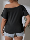 Taglie Forti Maglietta contorto scollatura asimmetrica manica raglan