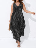 Taglie Forti Jumpsuit a pois orlo asimmetrico