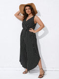 Taglie Forti Jumpsuit a pois orlo asimmetrico