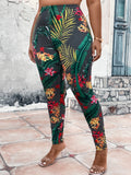 Taglie Forti Leggings con stampa tropicale
