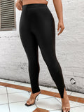 Taglie Forti Leggings monocolore orlo a fessura