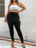 Taglie Forti Leggings monocolore orlo a fessura