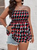 Taglie Forti Top tubo stampato all over peplum
