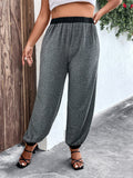 Taglie Forti Pantaloni bordo a contrasto con vita elastica