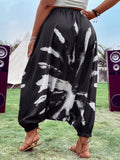 Taglie Forti Pantaloni con cavallo basso tie dye