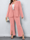 Taglie Forti con singolo bottone Blazer & orlo a fessura Pantaloni