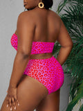 Taglie Forti Costume da bagno bikini a fascia con stampa leopardo