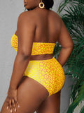 Taglie Forti Costume da bagno bikini a fascia con stampa leopardo