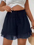 taglie forti Shorts con pois arricciato nodo frontale vita a volant sovrapposti