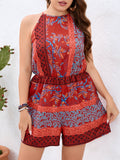 Taglie Forti Tutina con stampa floreale con collo halter