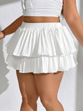 Taglie Forti Skort a 2 strati orlo plissettato